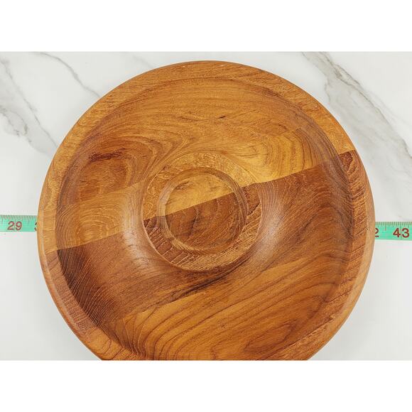 Kalmar Teak Wood Dip & Chip Platter Serving Tray Center Piece 12" Thailand Vtg - Picture 14 of 14